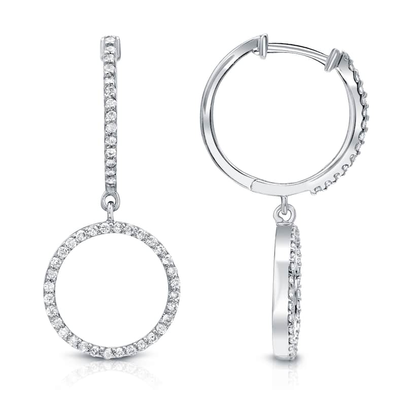 Auriya 14k White Gold 1/2ct TDW Open Circle Diamond Drop Earrings (H-I, SI1-SI2)