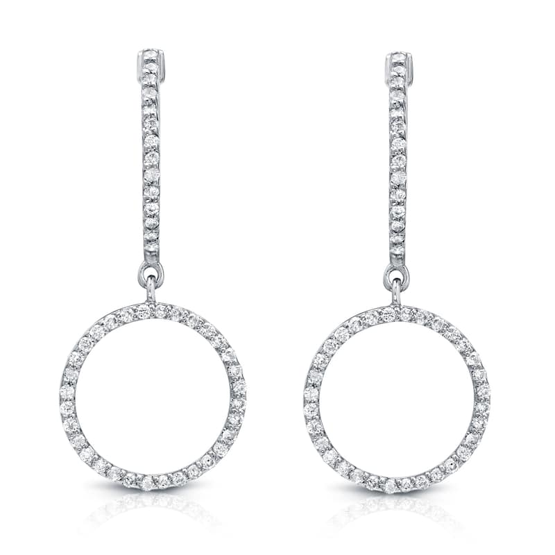 Auriya 14k White Gold 1/2ct TDW Open Circle Diamond Drop Earrings (H-I, SI1-SI2)
