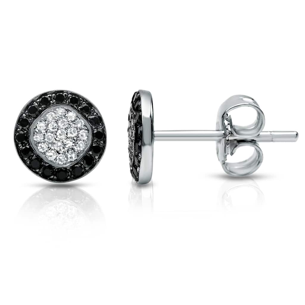 Auriya 14k White Gold 1/4ct TDW Black and White Diamond Stud Earrings (H-I, SI1-SI2)