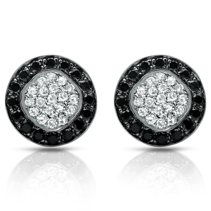 Auriya 14k White Gold 1/4ct TDW Black and White Diamond Stud Earrings (H-I, SI1-SI2)