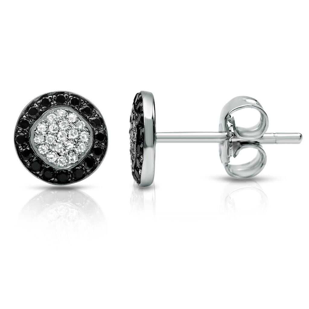 Auriya 14k White Gold 1/4ct TDW Black and White Diamond Stud Earrings (H-I, SI1-SI2)