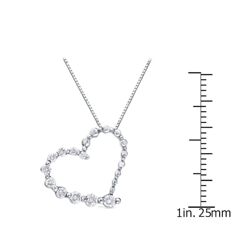 Auriya 14k White Gold 1/4ct TDW Heart Journey Diamond Necklace (H-I, SI1-SI2)