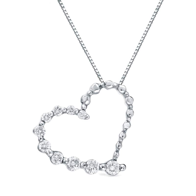 Auriya 14k White Gold 1/4ct TDW Heart Journey Diamond Necklace (H-I, SI1-SI2)