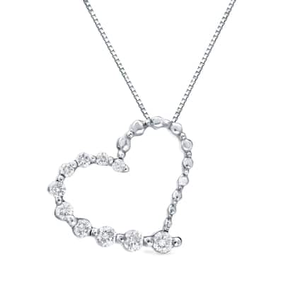 Auriya 14k White Gold 1/4ct TDW Heart Journey Diamond Necklace (H-I, SI1-SI2)