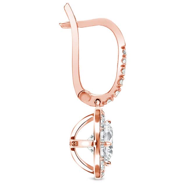 Auriya 1ctw Round Halo Diamond Dangle Earrings 14k Rose Gold (H-I, SI1-SI2)