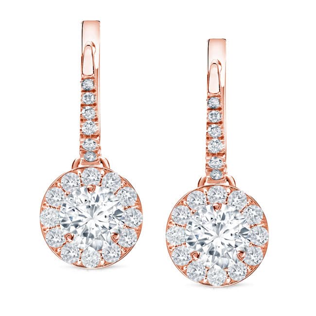 Auriya 1ctw Round Halo Diamond Dangle Earrings 14k Rose Gold (H-I, SI1-SI2)