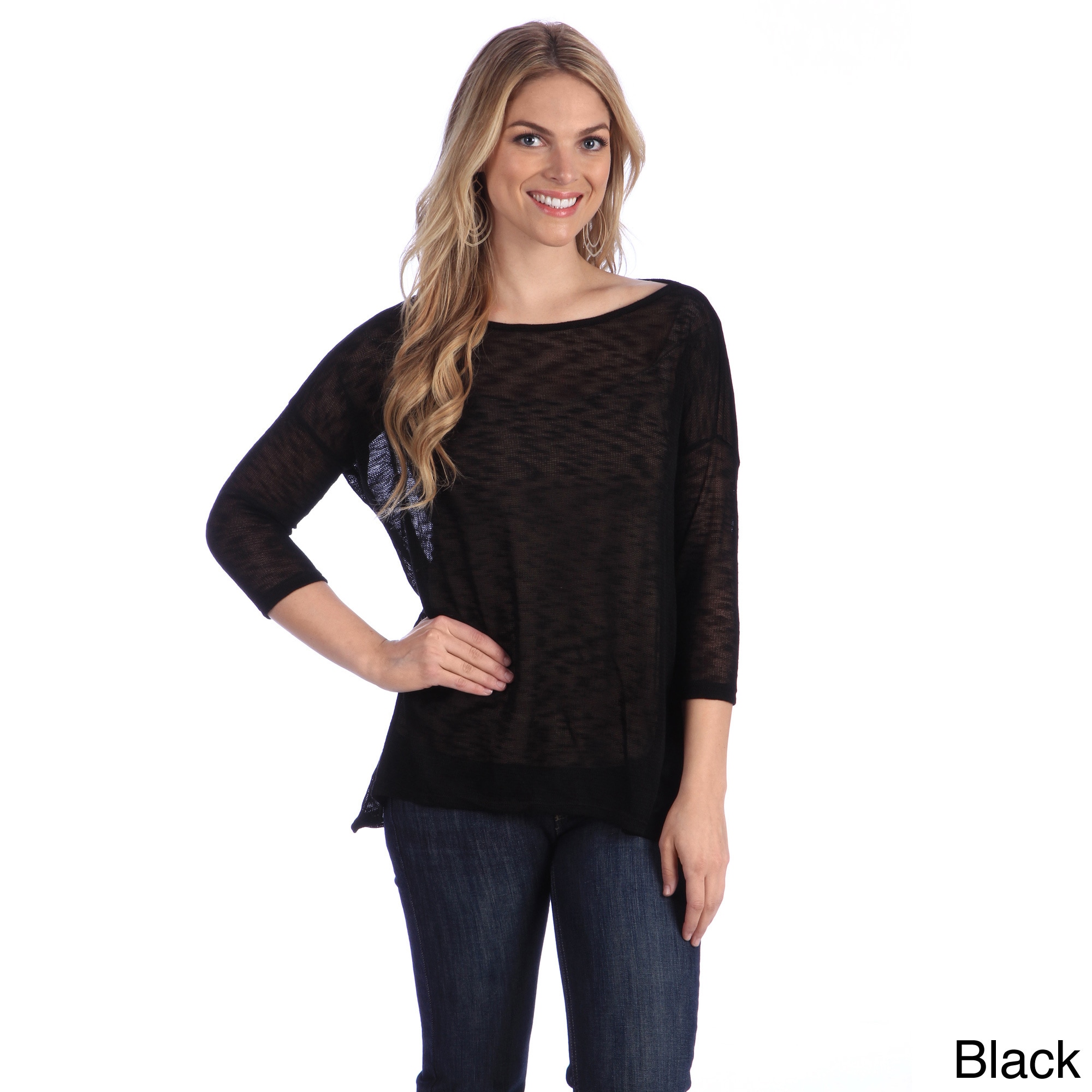 365 Apparel Hadari Womens Basic Knit Top Black Size S (4  6)