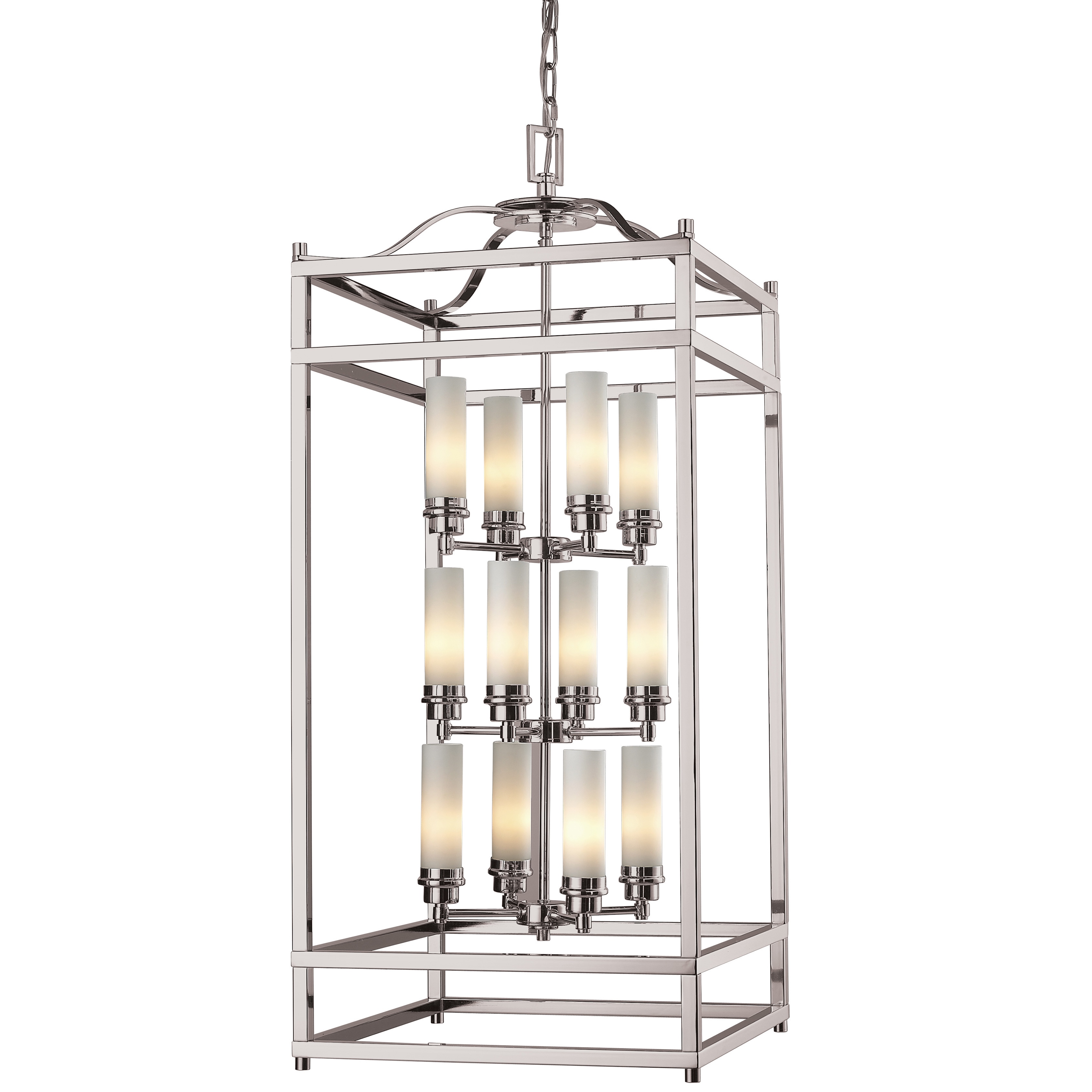 Avery Home Lighting Brushed Nickel Modern Stacked 12-light Chandelier (Brushed Nickel) - Chandeliers For Bedrooms by Overstock.com