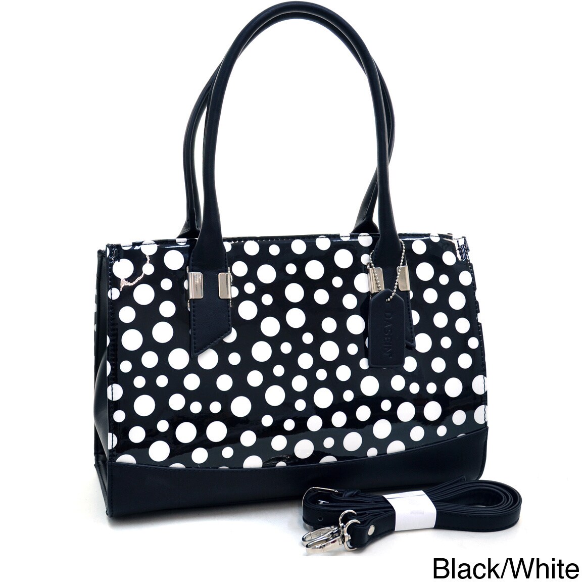 black and white polka dot purse handbag