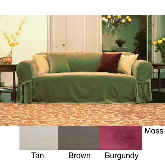 Velvet 1 piece Sofa Cover With Front Bowties