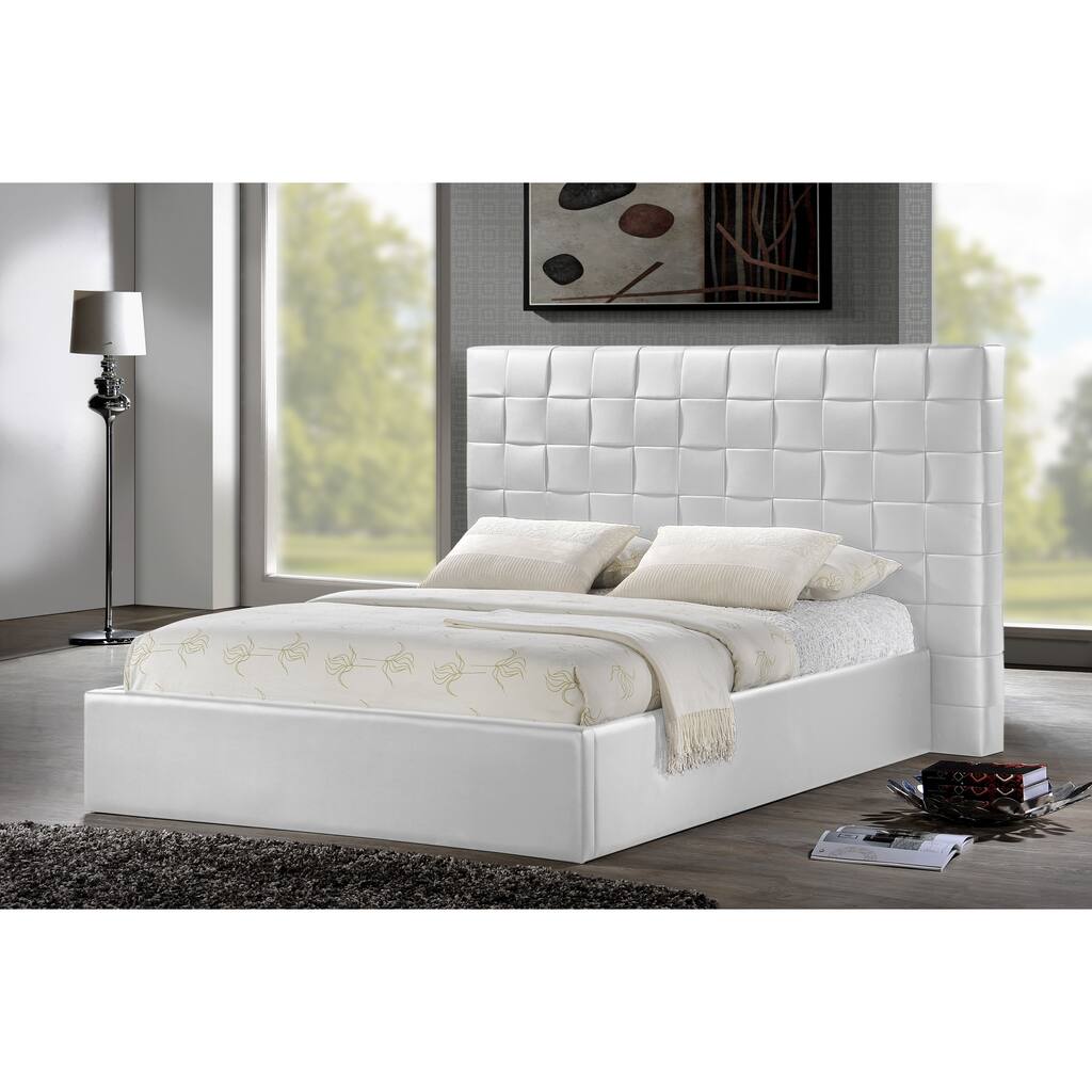 Lydia White Modern Bed - Queen Size