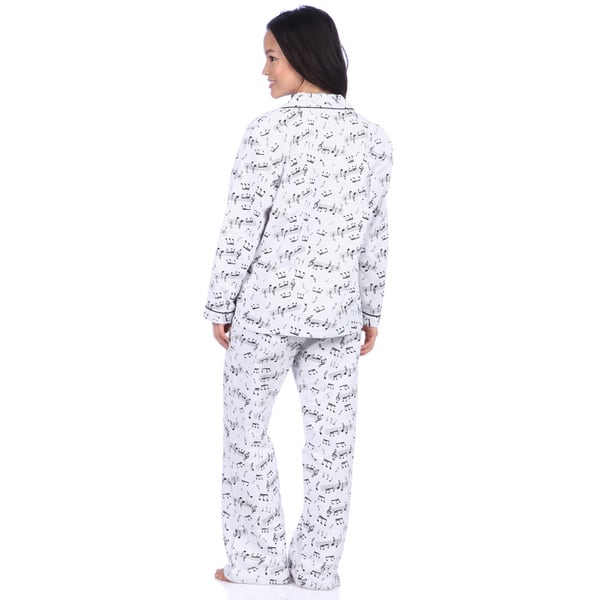 Leisureland Women's Music Note Print Cotton Flannel Pajama Set - Bed Bath &  Beyond - 8584645