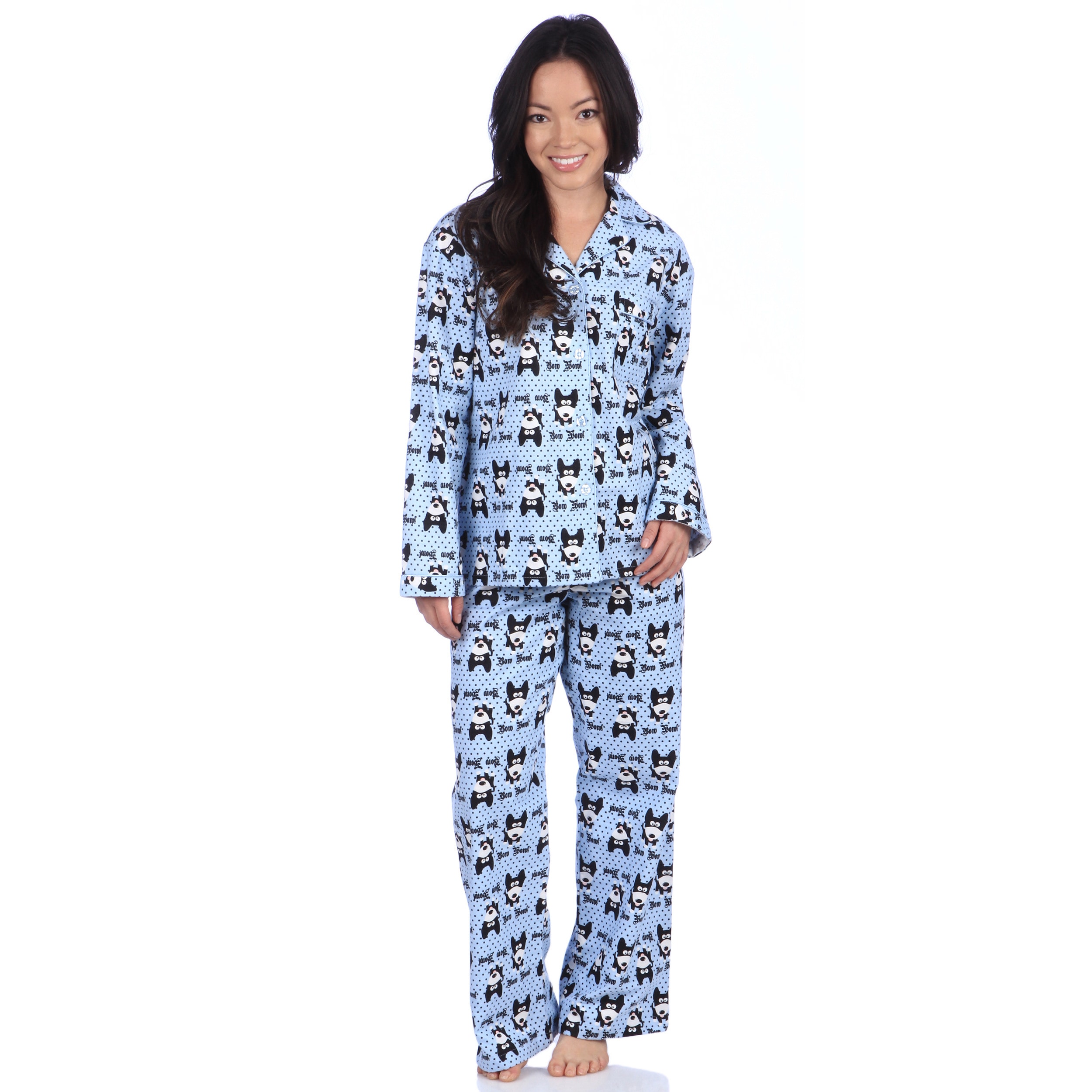 Blue Cotton Flannel Dog-themed Pajama 