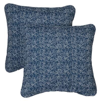Navy Herringbone Corded Indoor/ Outdoor Square Pillows (Set of 2)