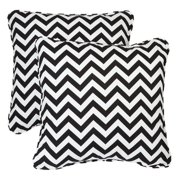 Black Chevron Corded Indoor/ Outdoor Square Pillows (Set of 2) Outdoor Cushions & Pillows