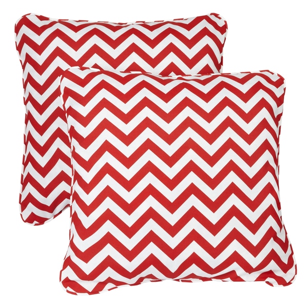 Red Chevron Corded Indoor/ Outdoor Square Pillows (Set of 2)