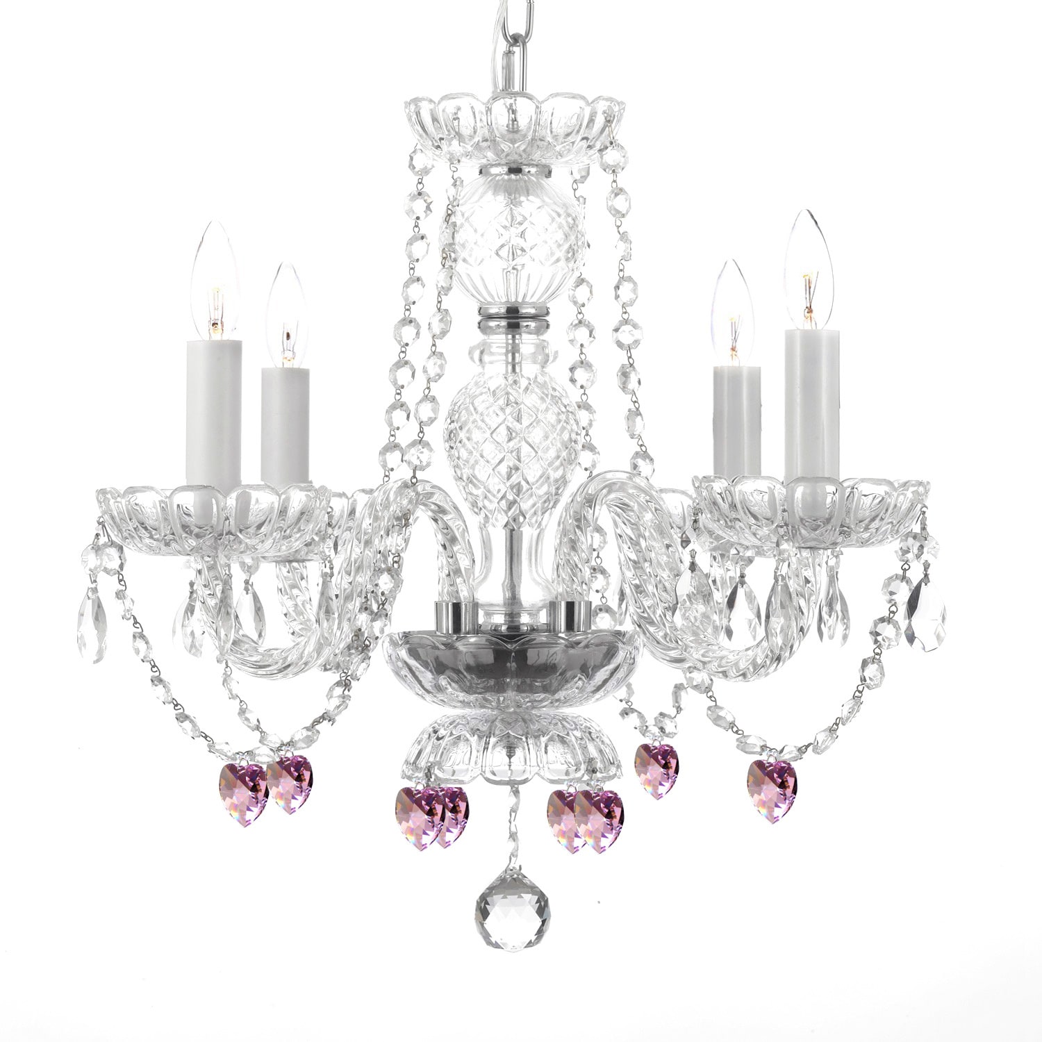 Gallery Venetian Style Crystal Chandeleir With Pink Crystal Hearts