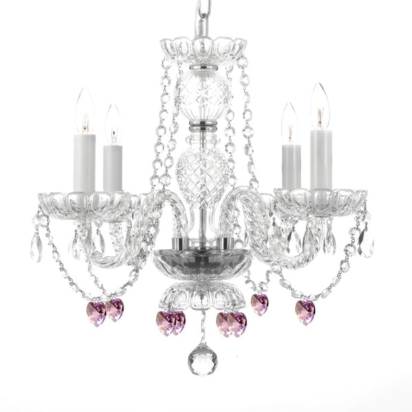 Gallery Venetian Style Crystal Chandeleir with Pink Crystal Hearts Chandeliers & Pendants