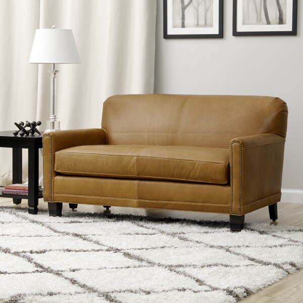 Caramel Brown Leather Jumbo Love Seat - Free Shipping Today - Overstock ...