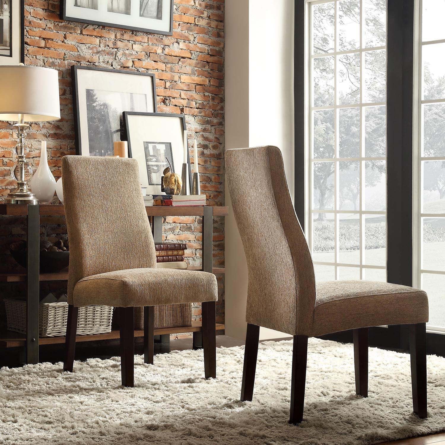 Inspire Q Marcey Tan Chenille Wave Back Dining Chair (set Of 2)