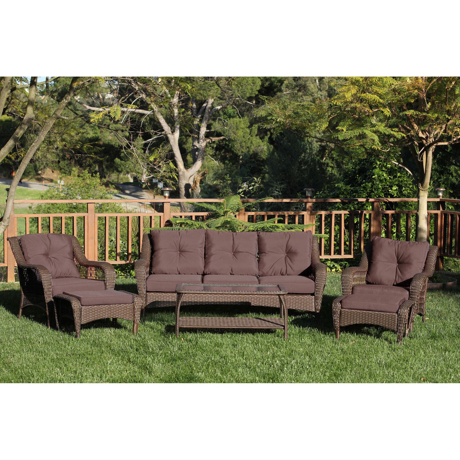 Shop Jeco Resin Wicker Steel 6 Piece Patio Conversation Set Overstock 8585439