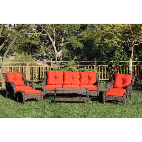 Jeco Resin Wicker/Steel 6-piece Patio Conversation Set
