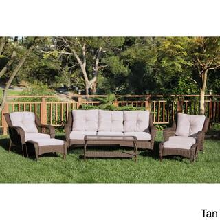 Tan Wicker Patio Furniture Outdoor Seating Dining For Less Resin Wicker 6 Piece Patio Conversation Set Option Tan Cushions