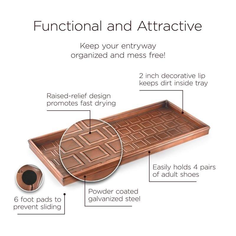 Good Directions Squares Multi-purpose Copper Boot Tray