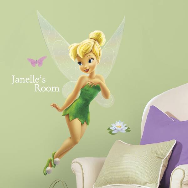 slide 2 of 4, Tinkerbell Peel and Stick Giant Wall Decal with Personalization