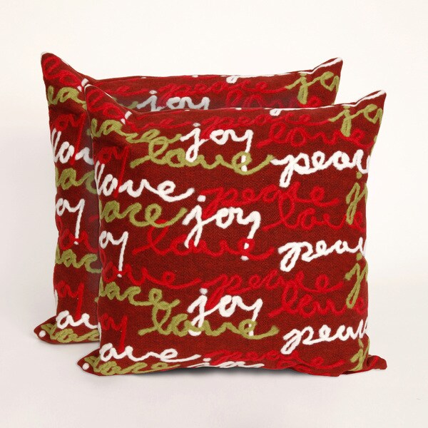 Present Time Peace Love and Joy Indoor/Outdoor 20 inch Throw Pillows (Set of 2) Throw Pillows