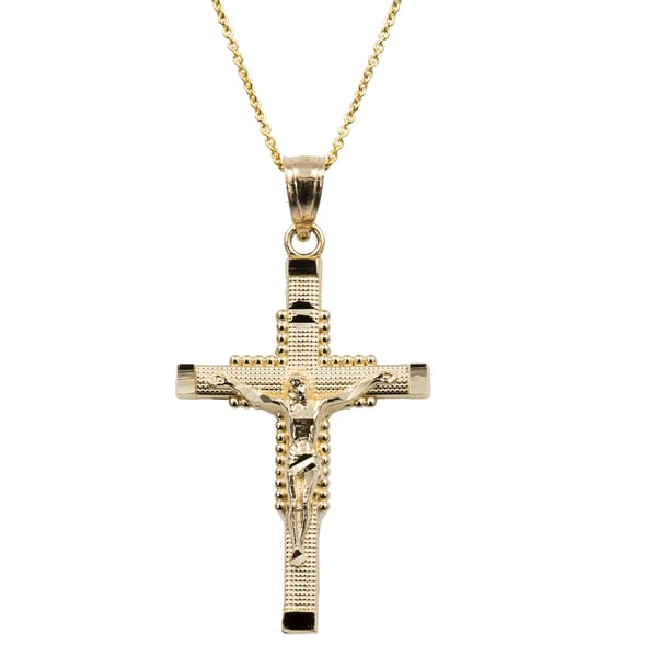 14k Yellow Gold Cross Pendant Necklace on an 18 in. chain とした