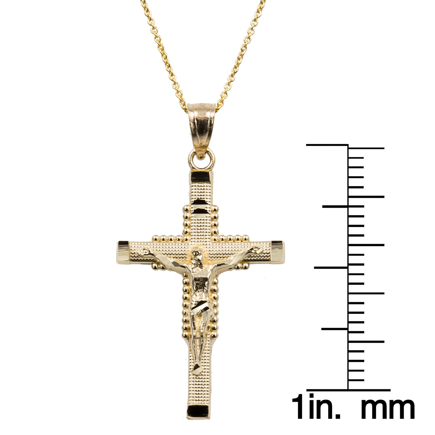14K Yellow Gold Crucifix Pendant Solid 16 mm 26 mm Pendants /& Charms Jewelry