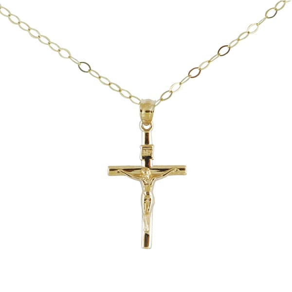 14k Yellow Gold Classic Crucifix Cross Necklace Gold Necklaces