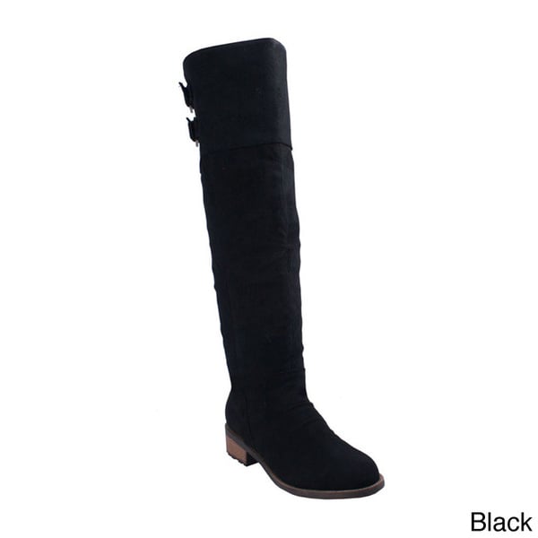 Qupid Womens Relax 01X Knee high Buckled Riding Boots   15862433