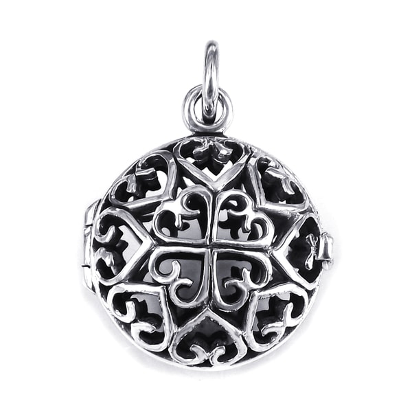 Interconnecting Hearts Round Locket .925 Silver Pendant (Thailand) Pendants