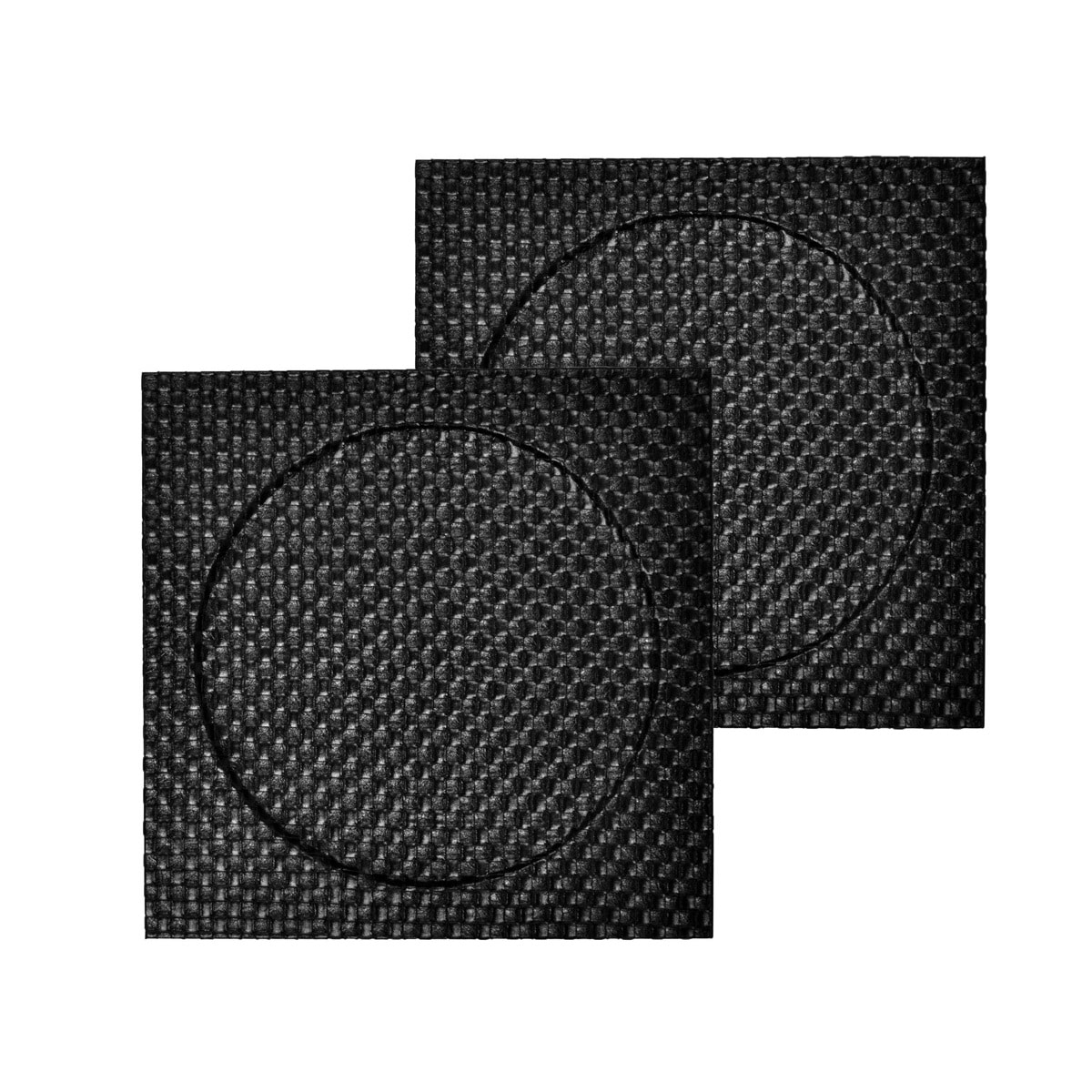 Faux Leather 2 piece Black Weave Square Charger Set