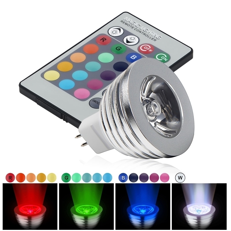 Basacc Mr16 3w Rgb 16 Color Led Bulb/ Ir Remote Control