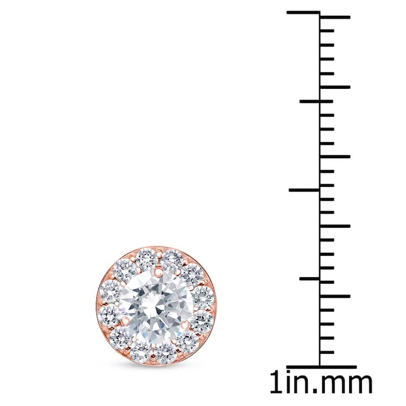 Auriya 14k Rose Gold 1ct TDW Round Halo Diamond Stud Earrings (G-H, VS1-VS2)