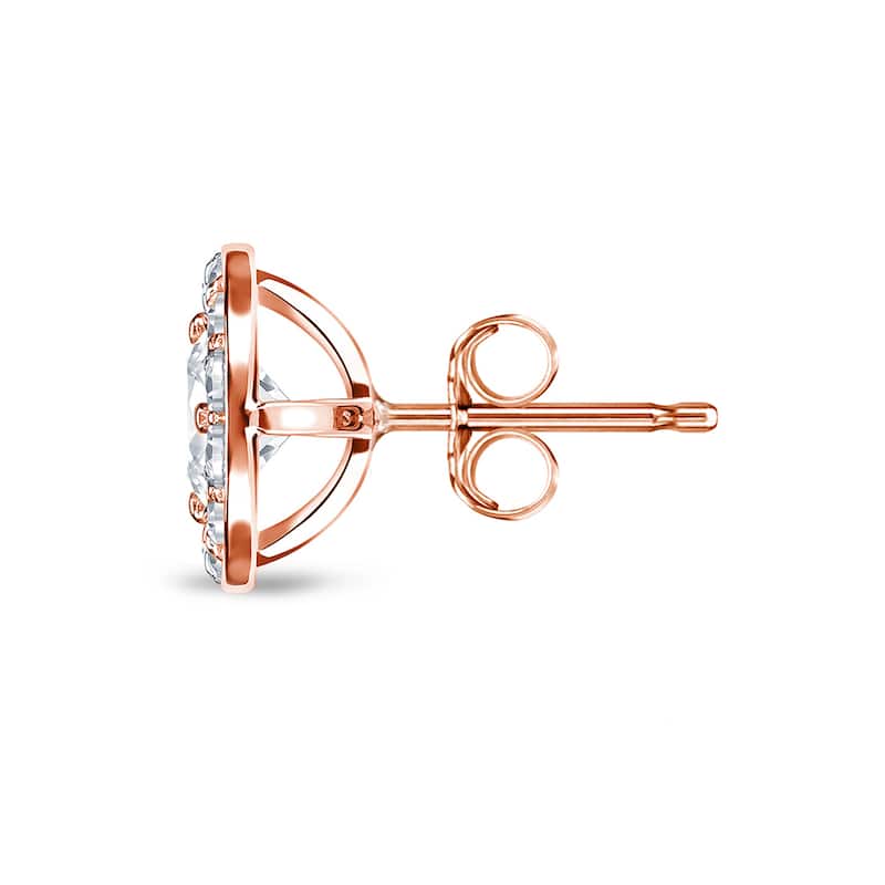Auriya 14k Rose Gold 1ct TDW Round Halo Diamond Stud Earrings (G-H, VS1-VS2)