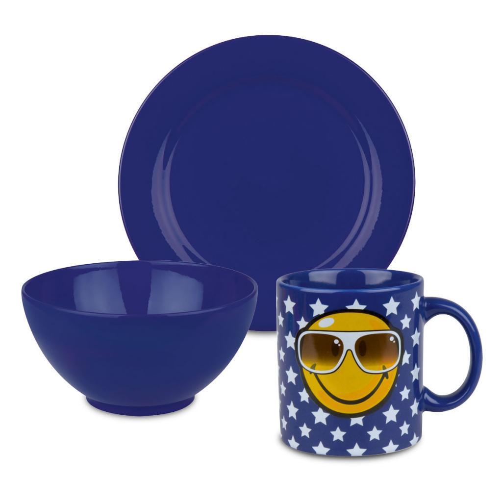 Waechtersbach Smiley Royal Blue 3 piece Breakfast Set