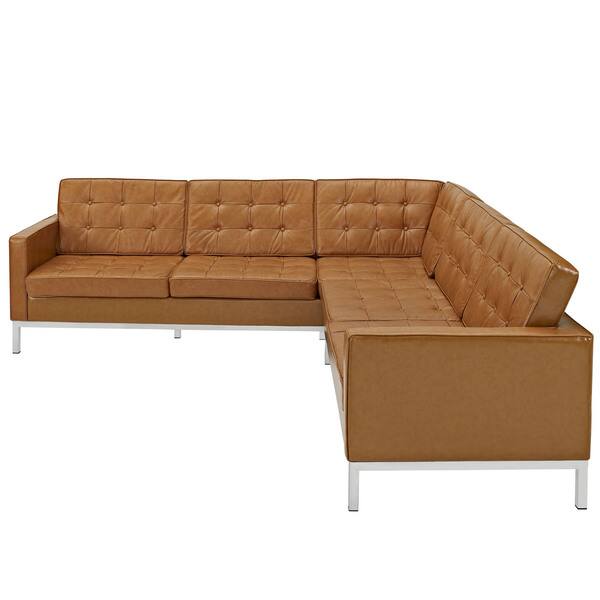 Shop Leather L Shaped Sectional Sofa Overstock 8591915