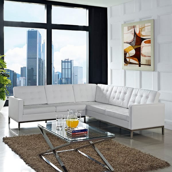 Shop Leather L Shaped Sectional Sofa Overstock 8591915