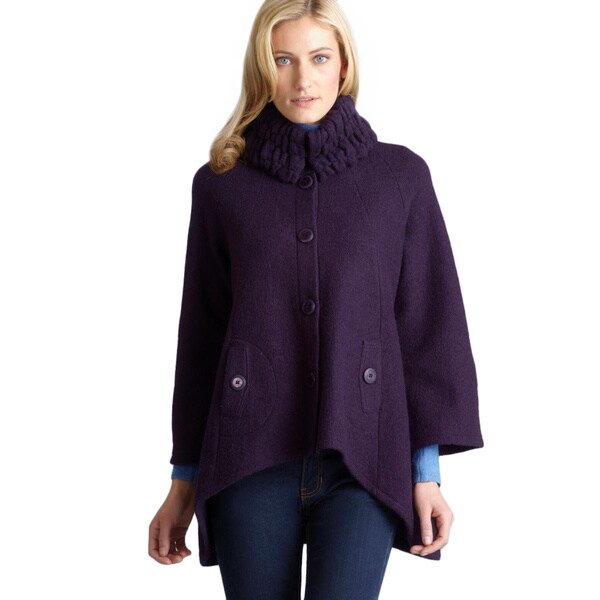 For Cynthia Two Pocket Smocked Collar A-Line Wool Coat - Overstock ...