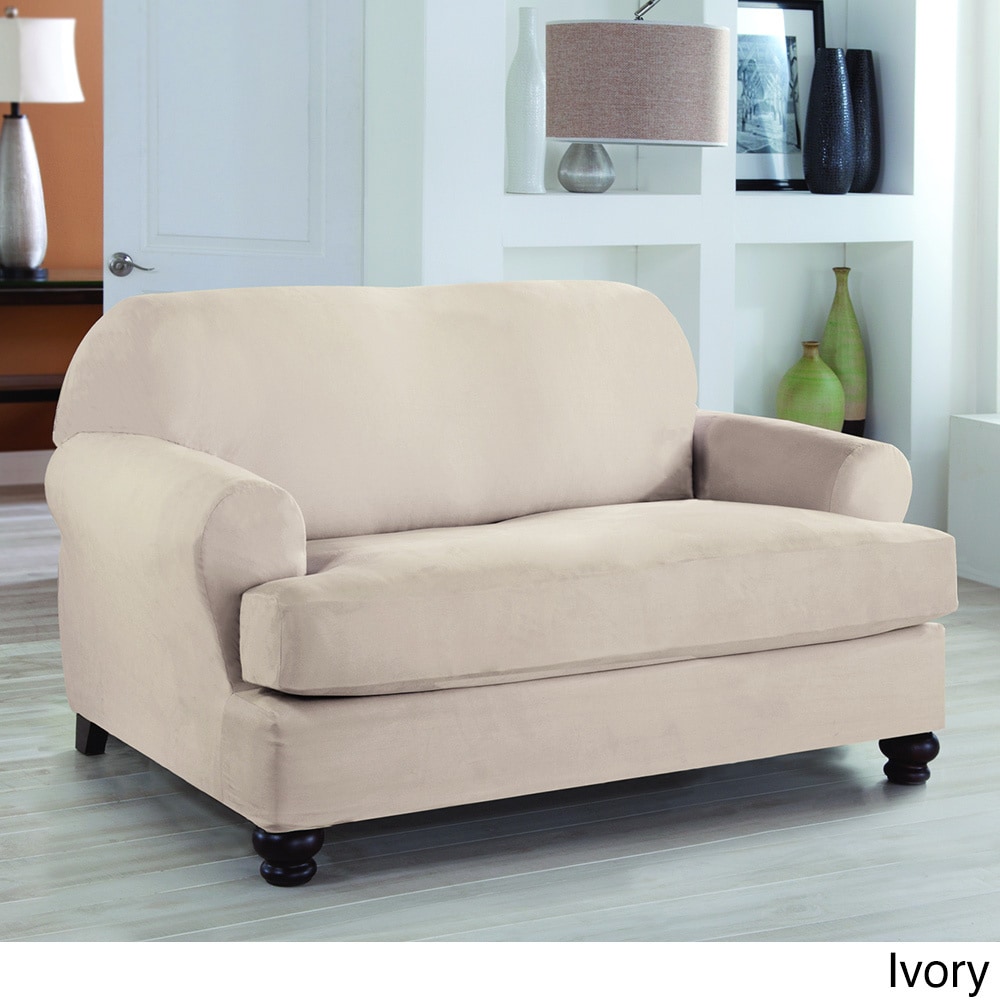 Restonic Stretch Fit 2 Piece T Loveseat Slipcover