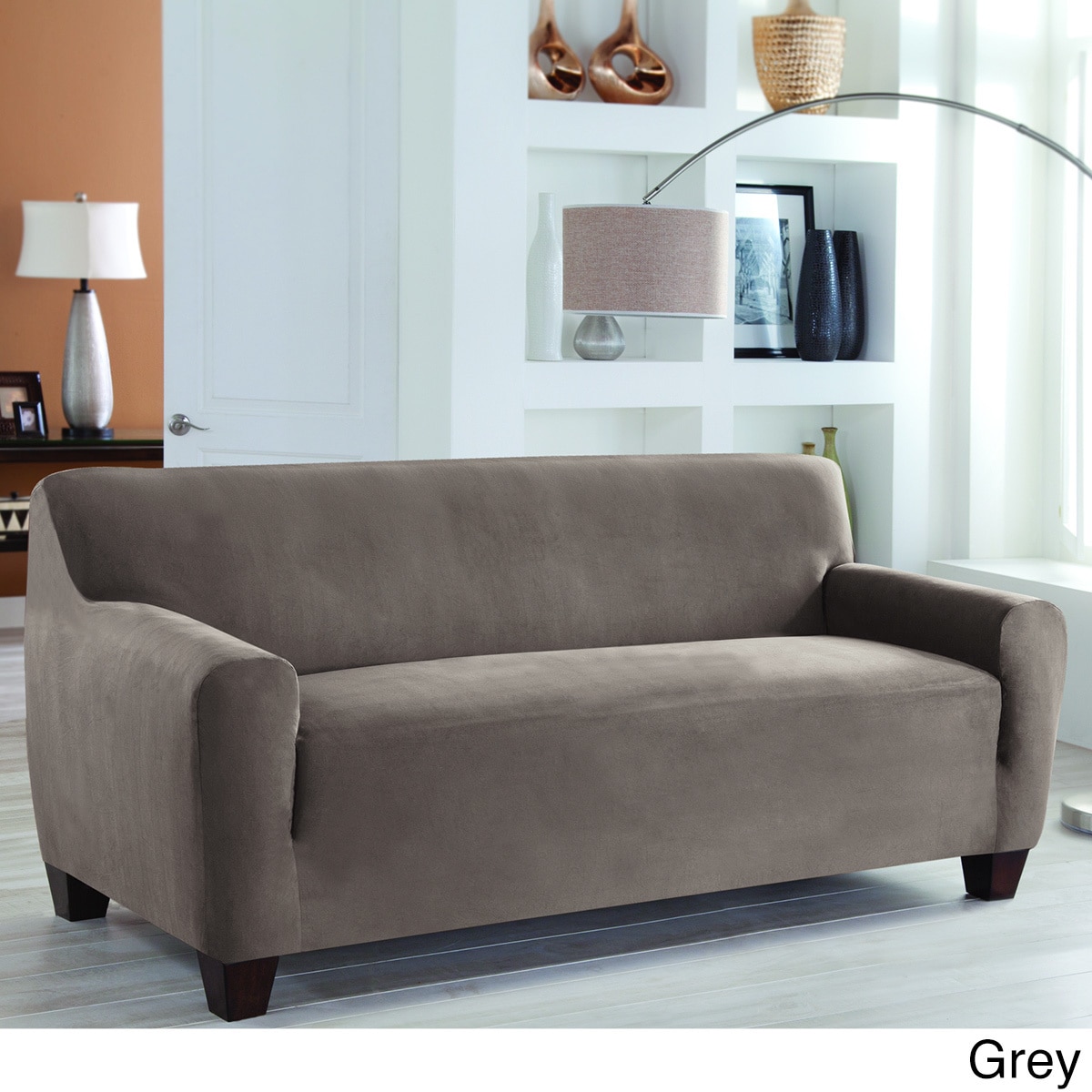 Restonic Stretch Fit Slipcover One Piece Sofa