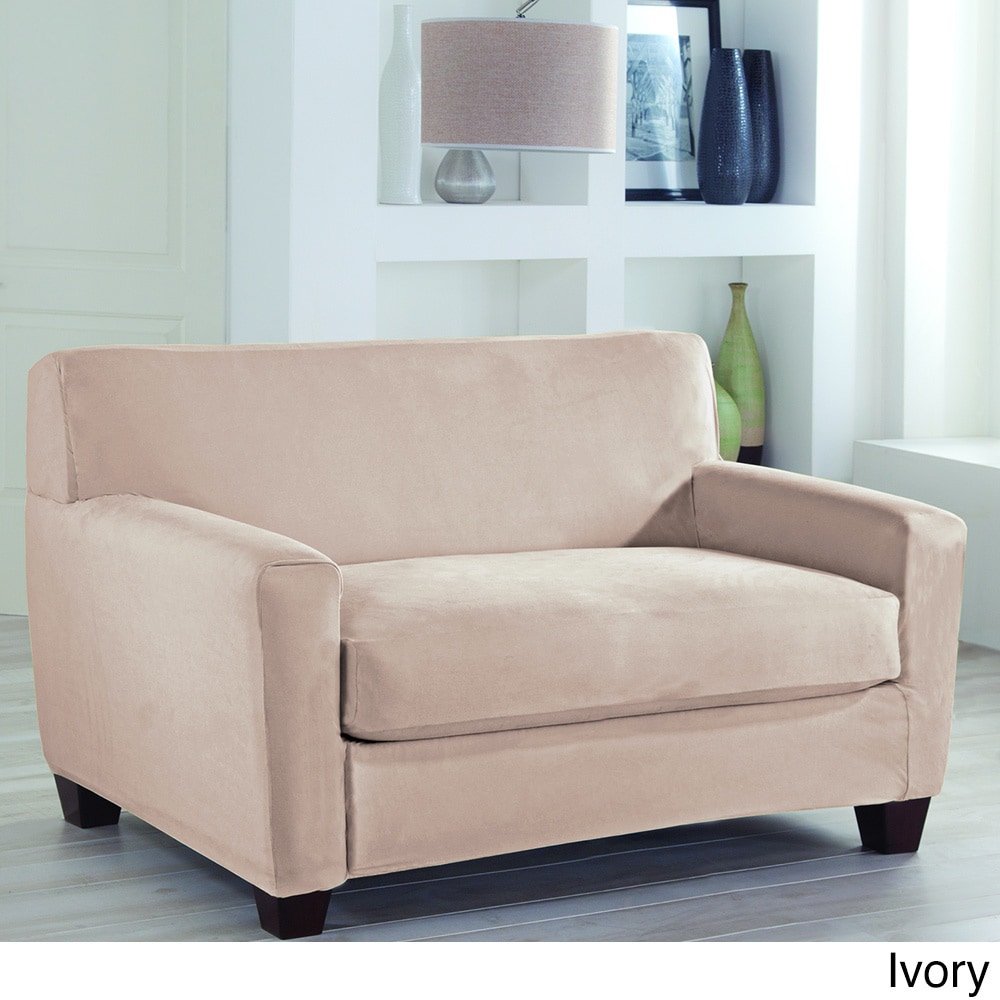 Restonic Stretch Fit 2 Piece Loveseat Slipcover