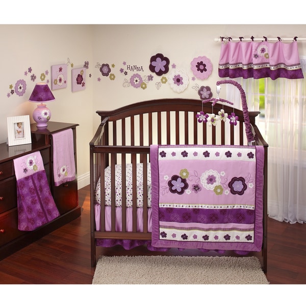 mauve nursery bedding