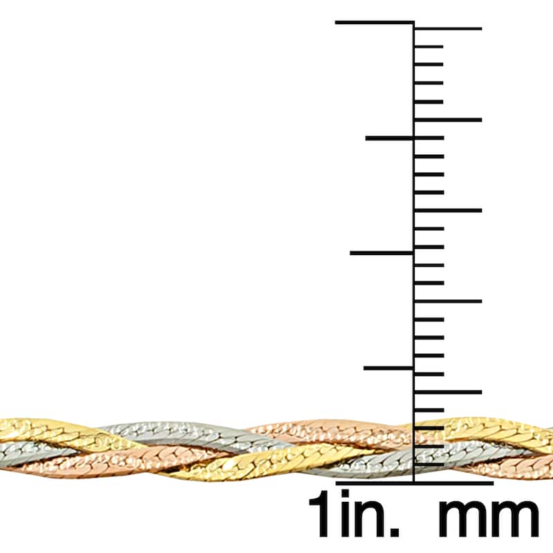 Fremada 10k Tricolor Gold 3.4-mm Braided Herringbone Necklace (18-inch)