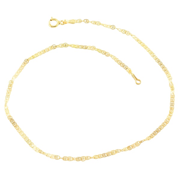 Fremada 10 Karat Yellow Gold 2 mm Flat Twisted Love Link Anklet (10 inch) Fremada Anklets