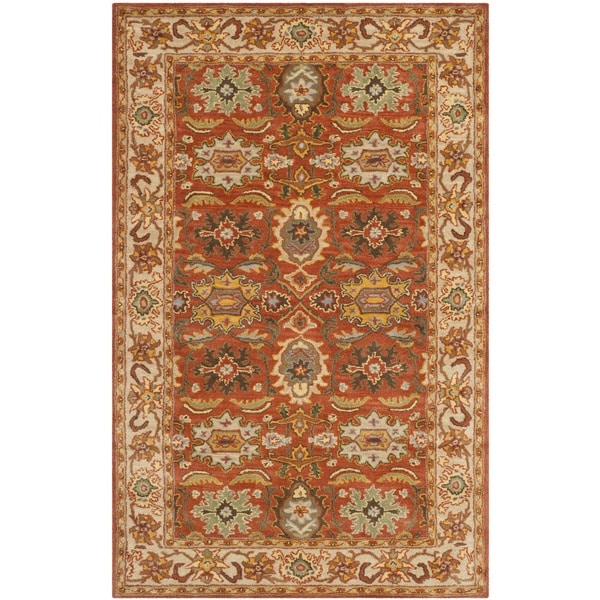 Safavieh Handmade Heritage Timeless Traditional Rust/ Beige Wool Rug - 4' x 6'